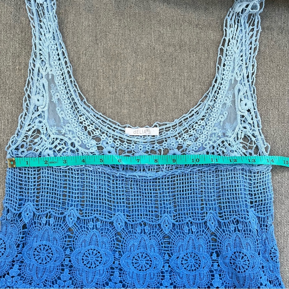 Delia’s Y2K Ombre Crochet Tank Top Size Small Festival Layering Coastal Cowgirl - Picture 8 of 9